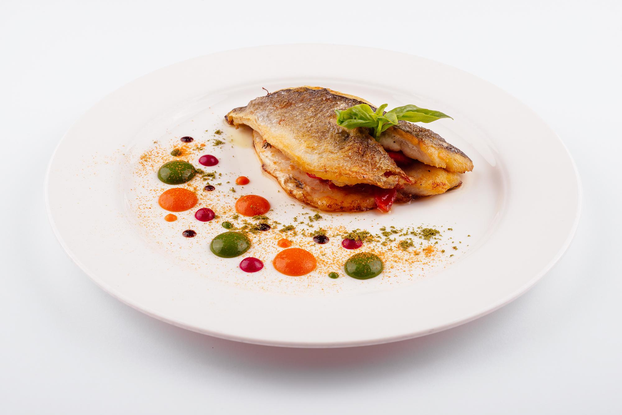 Quick pan-seared fish with garnish